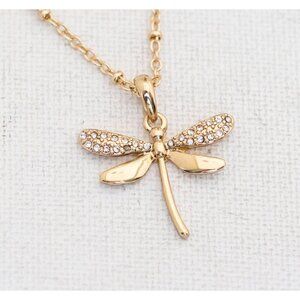 Vintage Victorian Dragonfly Pendant Necklace 18 inch by Avon - T19